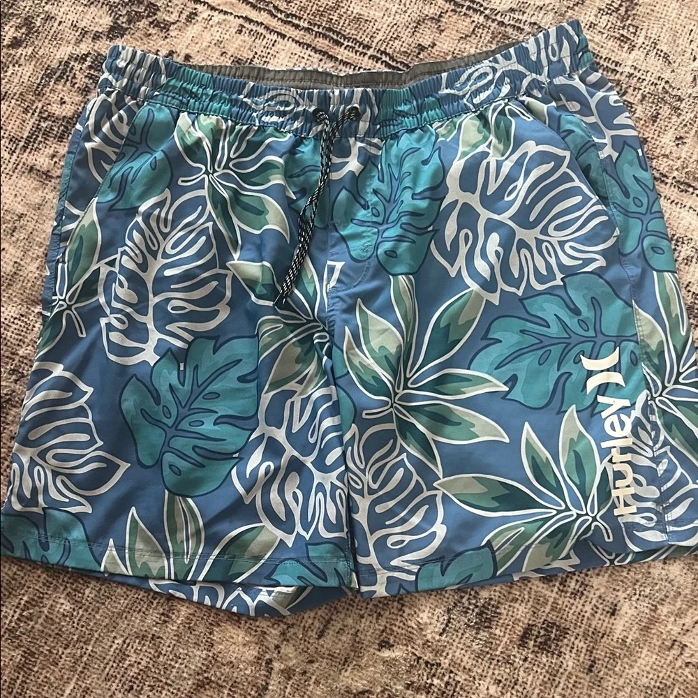 Hurley Blue Tropical Leaf Swim Shorts